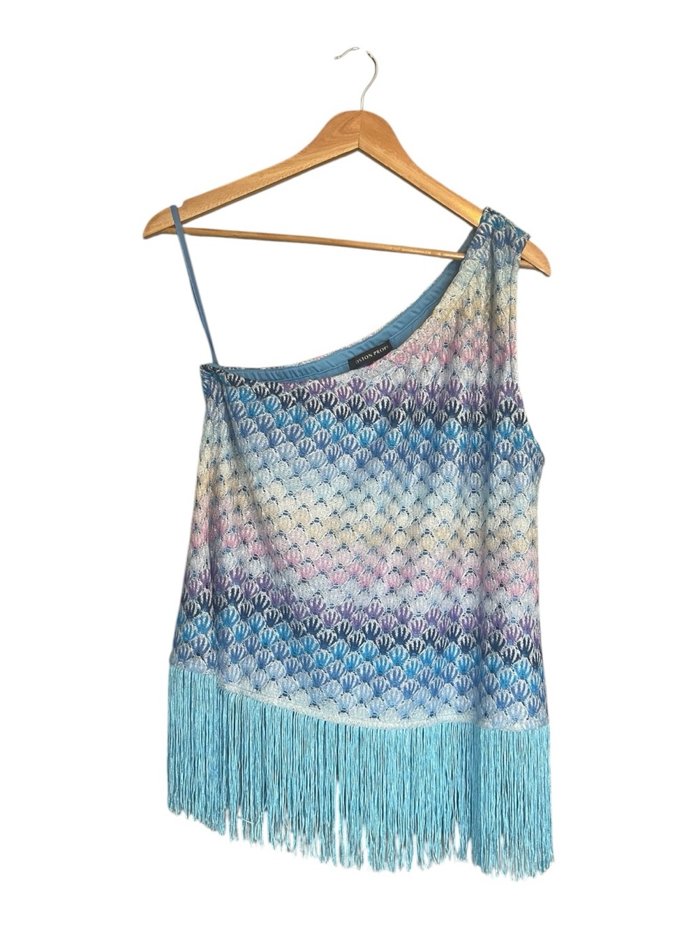 Boston Proper One-Shoulder Ombre Fringe Top
